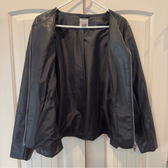 Women’s H&M Vegan Black Leather Jacket Size XL - Picture 3 of 4